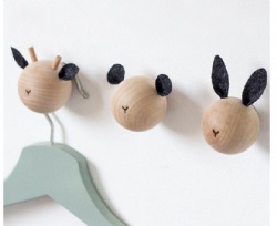 Wooden Animal Hooks for Kids